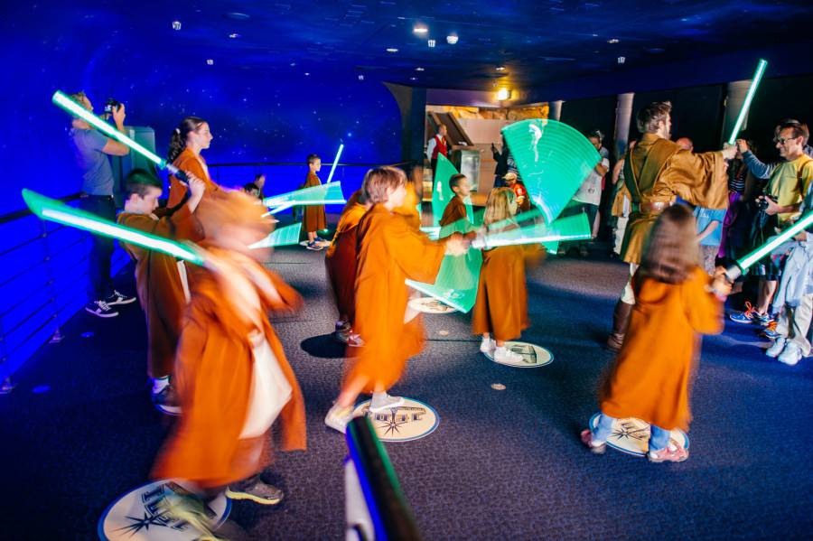 Who can resist swinging lightsabers?