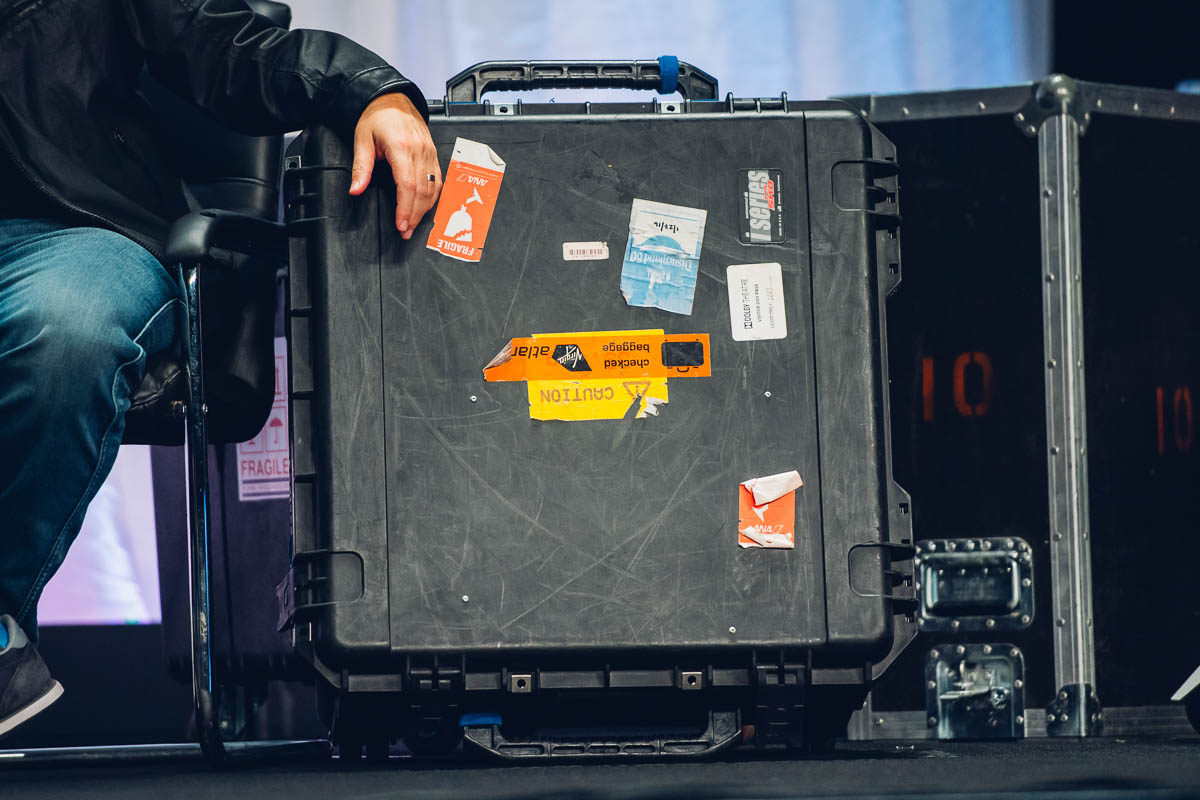 A well traveled pelicase. Note the Disneyland 60 sticker.