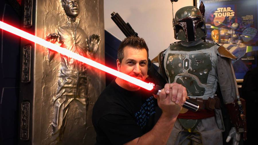 Joey Fatone with light saber