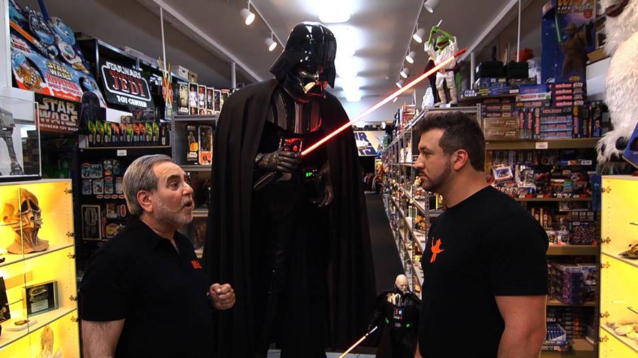 Joey and Steve in front of Darth